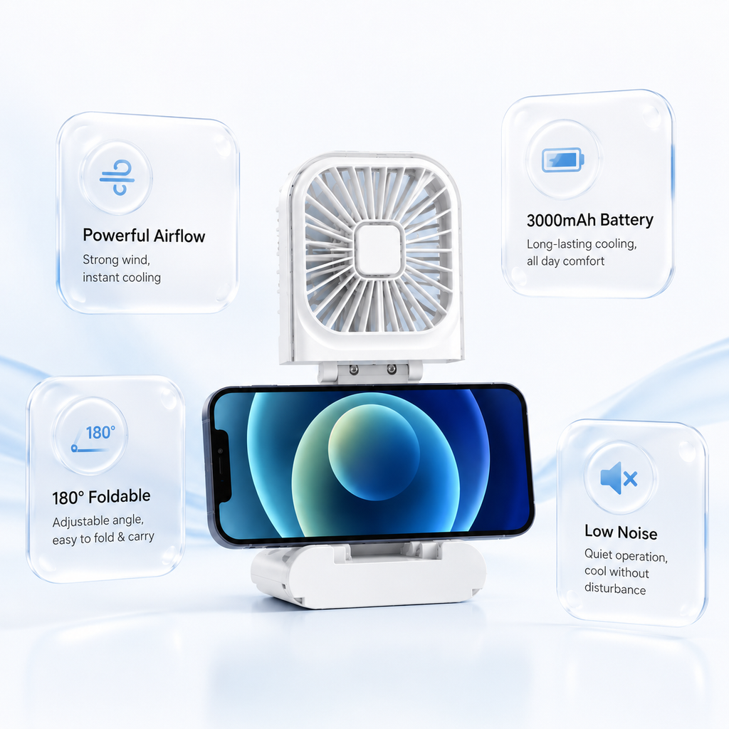 CoolBreeze Mini Portable Neck Fan – USB Rechargeable & Foldable Hands-Free Fan
